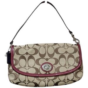 Coach SoHo Mini Brown & Tan Signature C Jacquard Print w/Burgundy Leather Trim